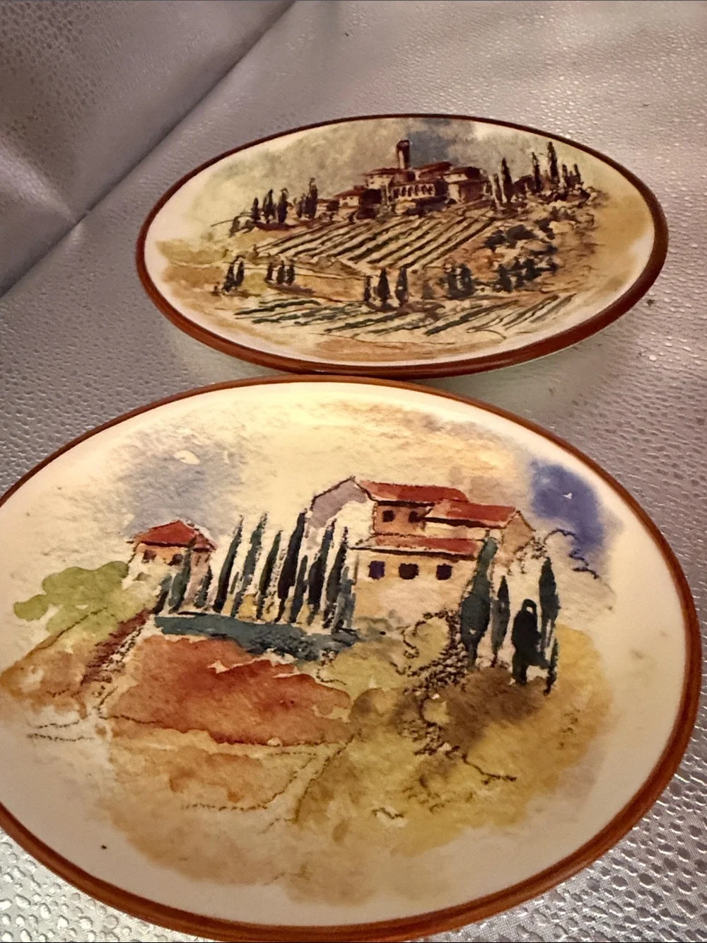 Vintage Hand-Painted Italian countryside Salad Plates - Set of 4